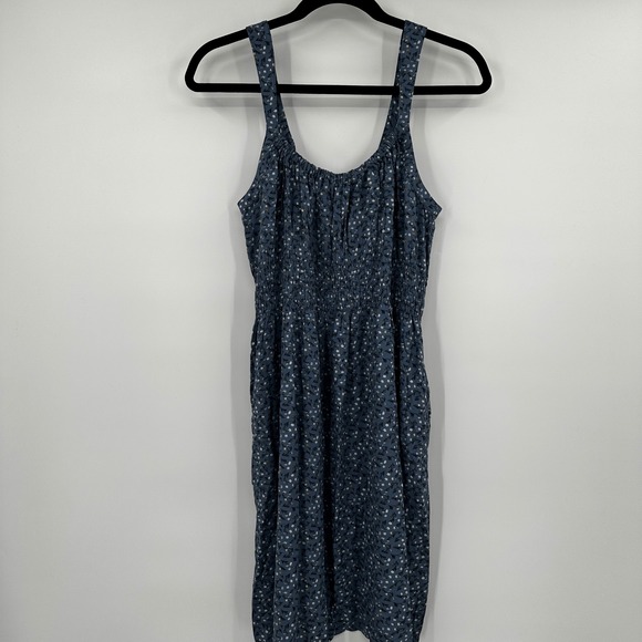 tentree Dresses & Skirts - tentree Woven Canyon Blue Flourish Floral Smocked Crepe Dress Cottagecore Medium